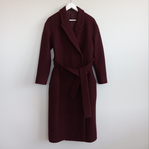 COS Burgundy Wool Wrap Belted Long Coat - Picture 5 of 16